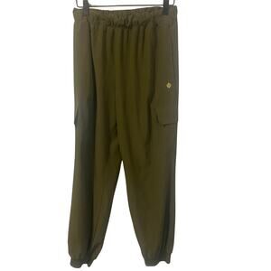 Kensie Olive Green Lightweight Cargo Jogger Pant Pockets Elastic Waist Sz M